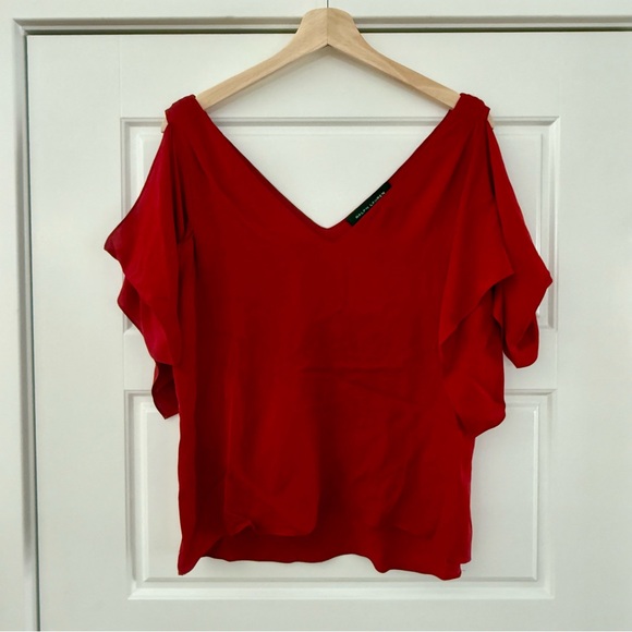 Ralph Lauren Tops - Ralph Lauren Vibrant Red Silk Blouse